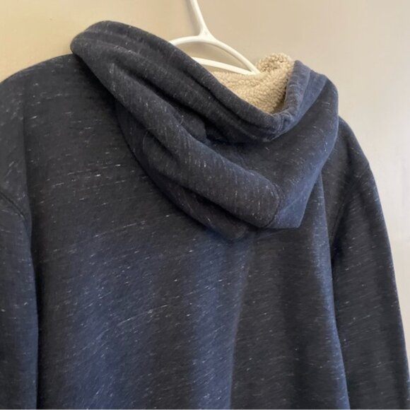 Old Navy Dark Heather Blue Sherpa-Lined Hoodie Zip-Up Sweatshirt - Picture 12 of 15